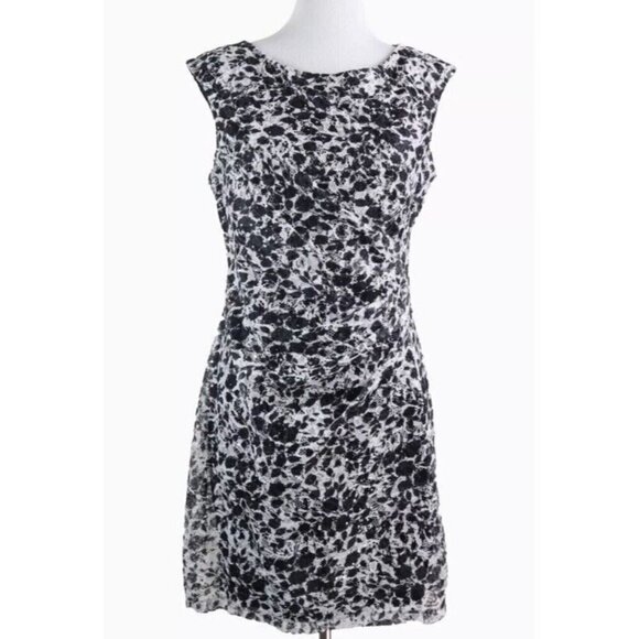 Eliza J Lace Appliqué Dress Sequin Accent Sheath Black White‎ Sz 16 NEW Cocktail - Picture 9 of 11